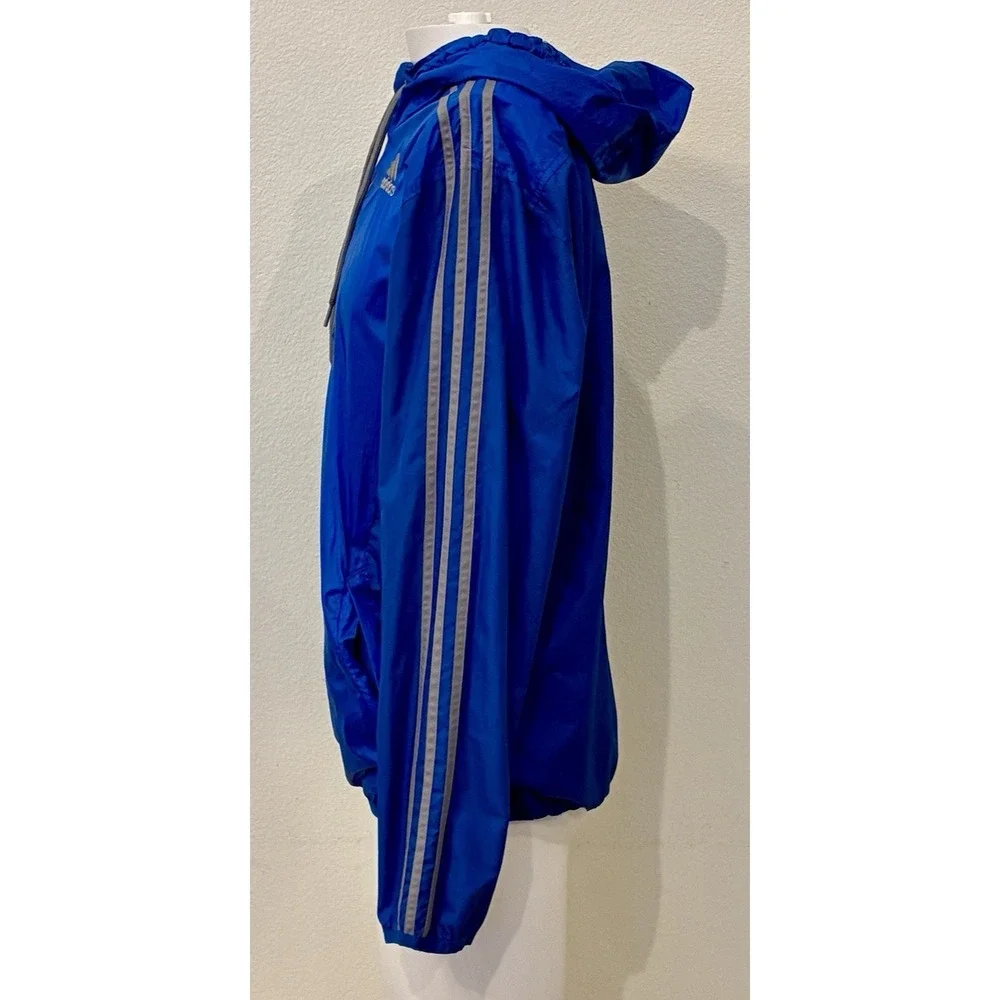 Adidas Y2K Blue Silver Hooded‎ Lightweight Windbreaker Mens S Running Training